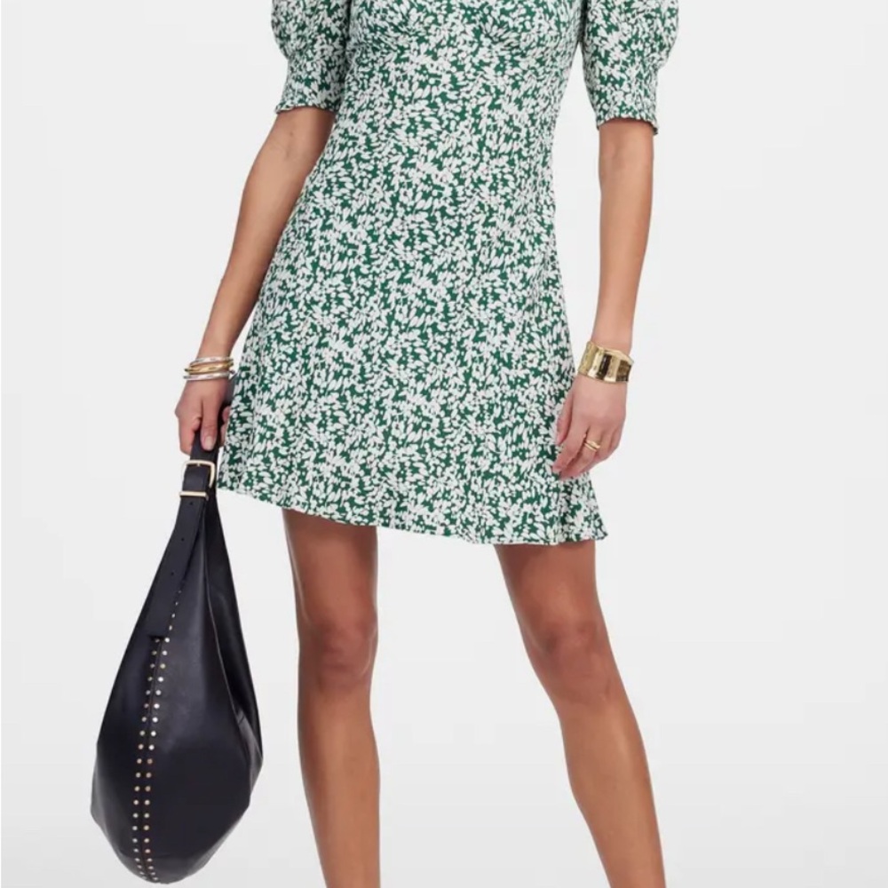 Madewell Green and White Mini Dress